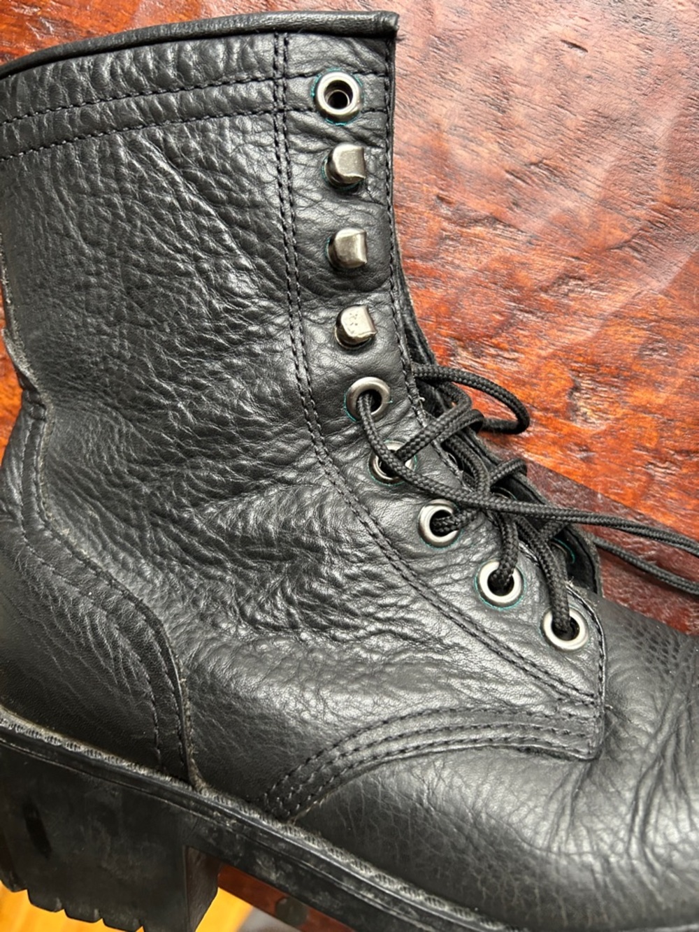 Nine West Black Leather Combat Boots Vintage - Picture 8 of 8